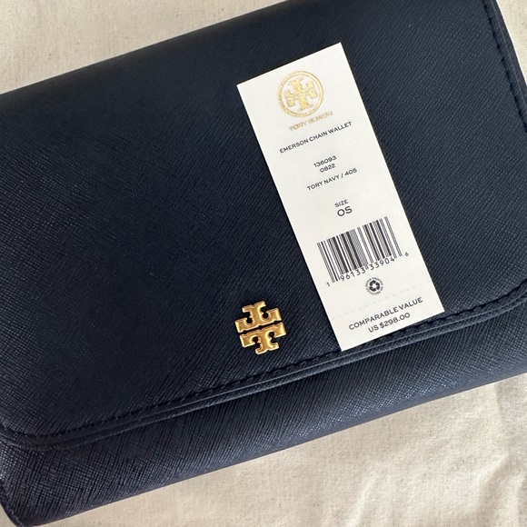 Tory Burch Emerson Chain Wallet Shoulder Leather Crossbody Bag navy - Picture 4 of 8